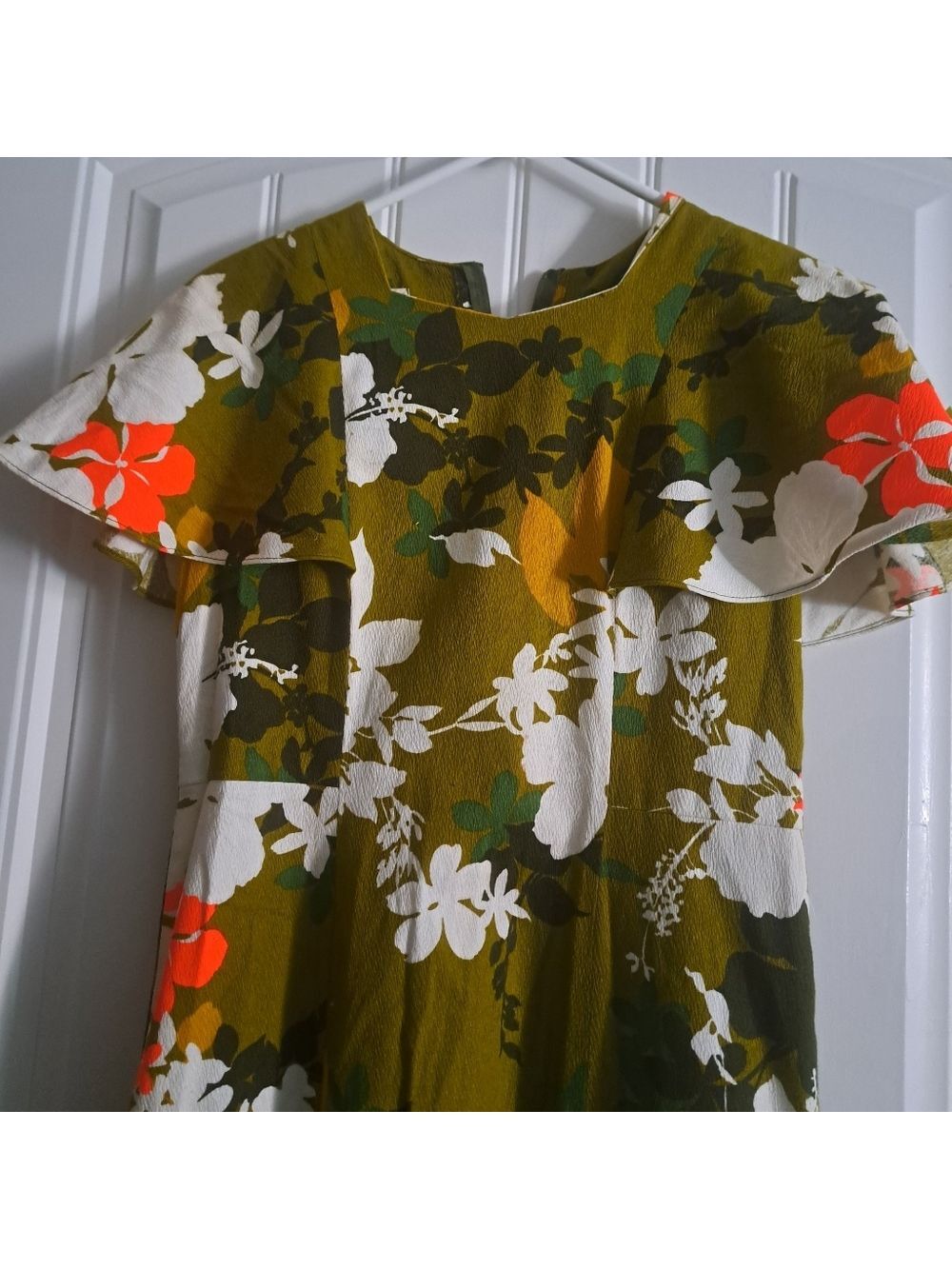VTG HUKILAU Fashions Hawaiian maxi Dess Cotton Floral Short flutter Sleeves S-M - Picture 8 of 10